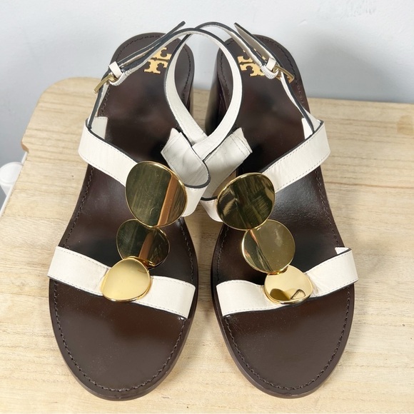 Tory Burch White and Gold Sandals - Picture 1 of 14